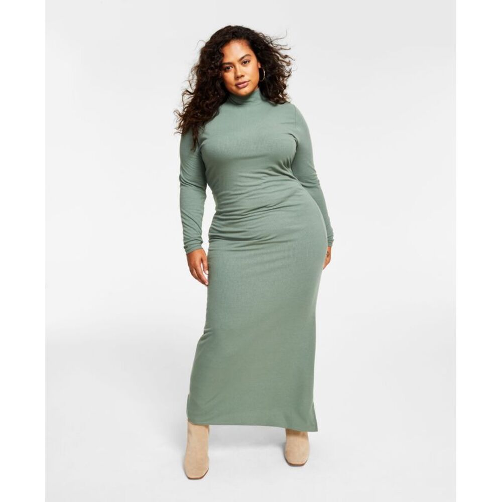 And Now This Trendy Plus Size Ribbed Side-Slit Maxi Dress